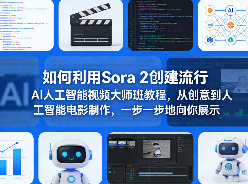 如何利用Sora 2创建流行AI人工智能视频大师班教程，从创意到人工智能电影制作，一步一步地向你展示-优优云网创