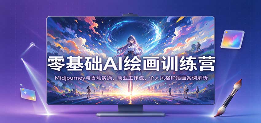 零基础AI绘画训练营：Midjourney与香蕉实操，商业工作流，个人风格IP插画案例解析-优优云网创