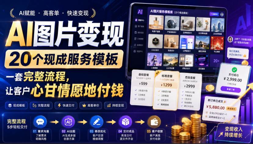 (19395期)AI图片变现,20个现成服务模板,一套完整流程,让客户心甘情愿地付钱【原创双语字幕】-优优云网创