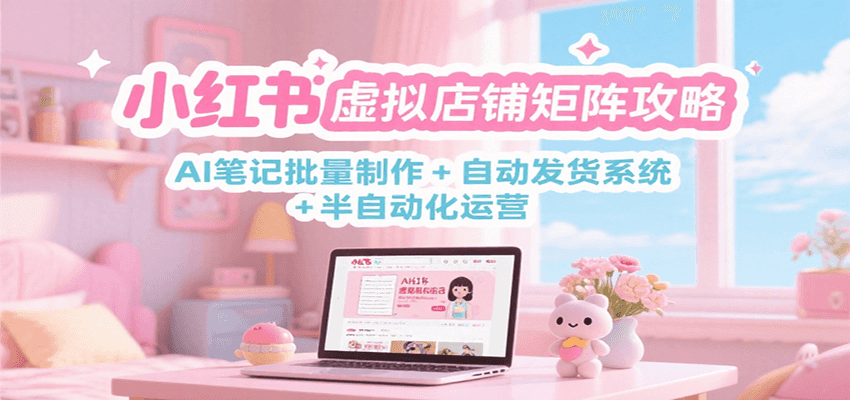 小红书虚拟店铺矩阵攻略：AI笔记批量制作 + 自动发货系统 + 半自动化运营-优优云网创