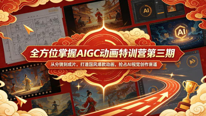 全方位掌握AIGC动画特训营第三期，从分镜到成片，打造国风爆款动画，抢占AI视觉创作赛道红利-优优云网创