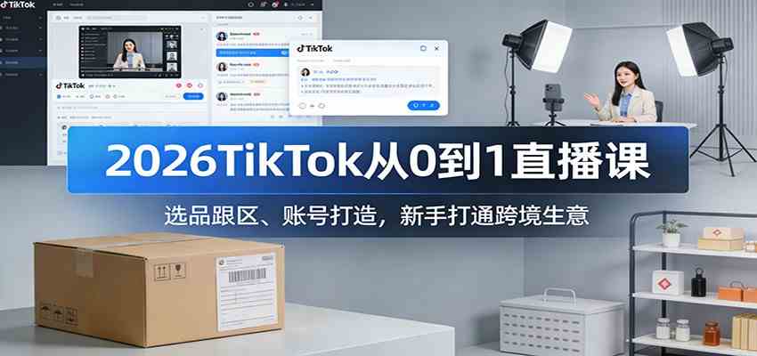 2026TikTok从0到1直播课：选品跟区、账号打造，新手打通跨境生意-优优云网创