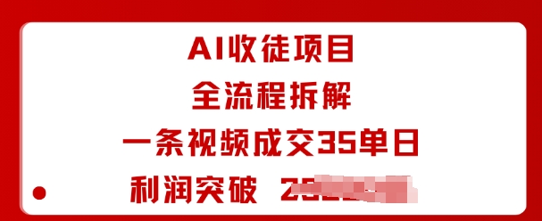 AI收徒项目全流程拆解一条视频成交35单日利润突破1k+-优优云网创