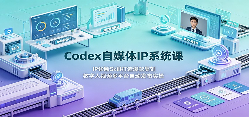 Codex自媒体IP系统课:IP诊断Skill打造爆款复刻,数字人视频多平台自动发布实操-优优云网创