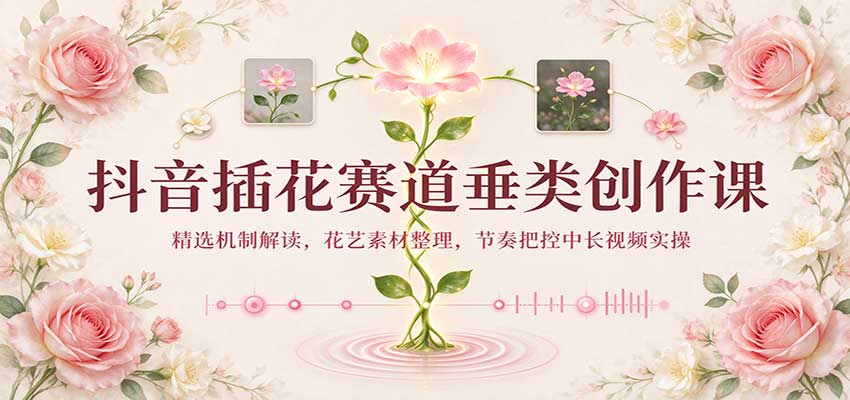 抖音插花赛道垂类创作课：精选机制解读，花艺素材整理，节奏把控中长视频实操-优优云网创