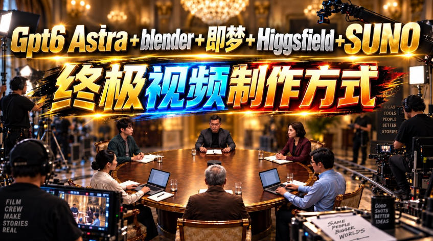 GPT-6 Astra+Blender+即梦+Higgsfield+Suno=终极视频制作方式！-优优云网创