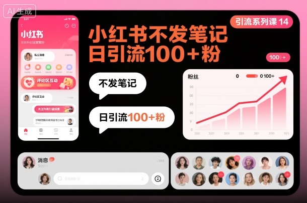 引流系列课14：小红书不发笔记日引流100+粉-优优云网创