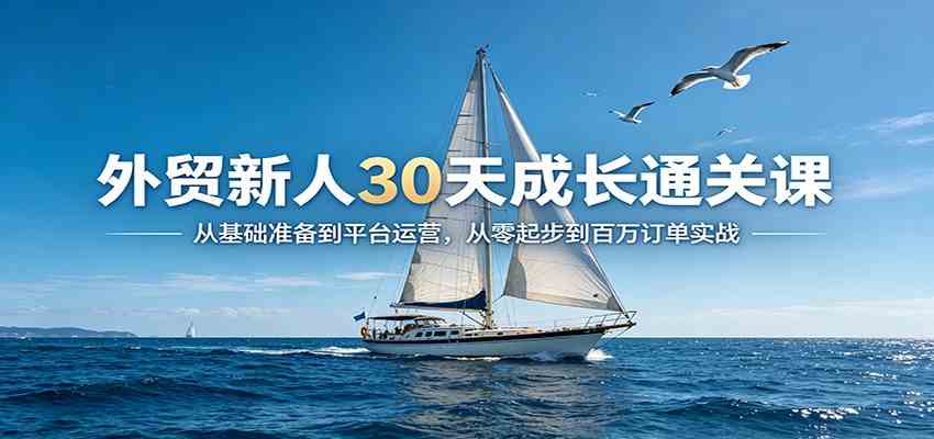 外贸新人30天成长通关课：从基础准备到平台运营，从零起步到百万订单实战-优优云网创