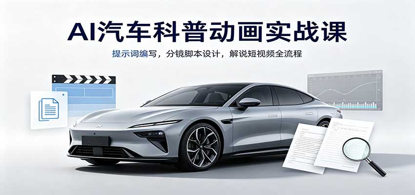 AI汽车科普动画实战课：提示词编写，分镜脚本设计，解说短视频全流程-优优云网创