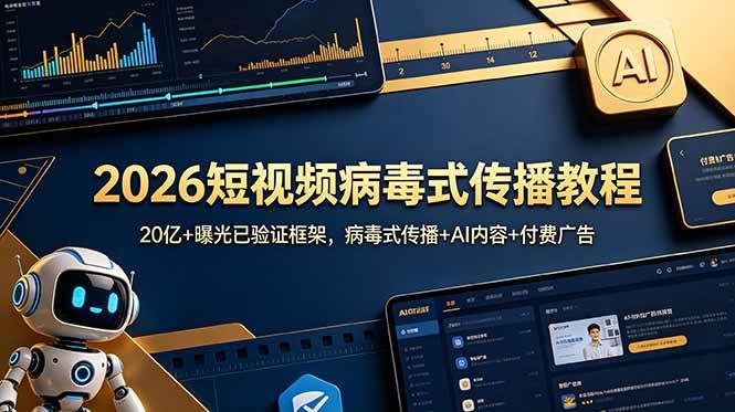 （18986期）2026短视频病毒式传播教程：20亿+曝光已验证框架，病毒式传播+AI内容+付费广告-优优云网创