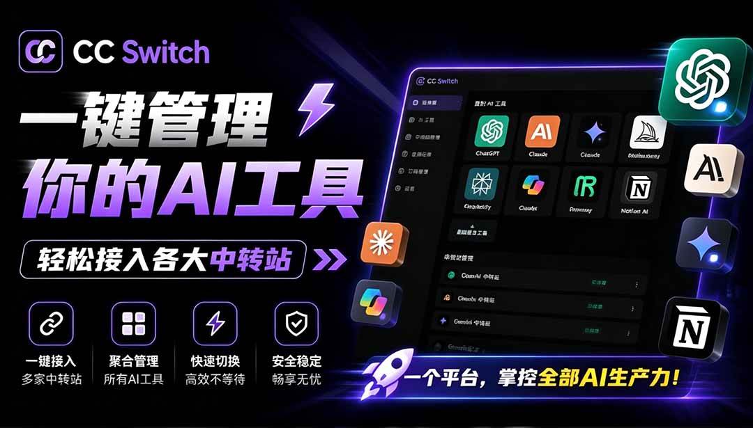 (19335期)一键给Chatgpt、Codex、Claude接入地第三方中转站,CC Switch统一管理你的 AI 编程工具工作流-优优云网创