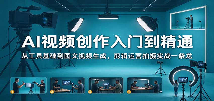 AI视频创作入门到精通：从工具基础到图文视频生成，剪辑运营拍摄实战一条龙-优优云网创