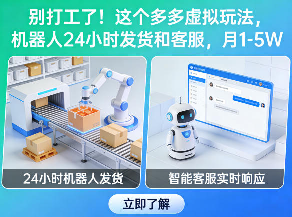 别打工了！这个多多虚拟玩法，机器人24小时发货和客服，月1-5W【揭秘】-优优云网创