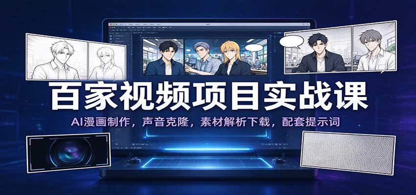 百家视频项目实战课:AI漫画制作,声音克隆,素材解析下载,配套提示词 百家视频项目实战课:AI漫画制作,声音克隆,素材解析下载,配套提示词