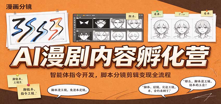 AI漫剧内容孵化营：智能体指令开发，脚本分镜剪辑变现全流程-优优云网创
