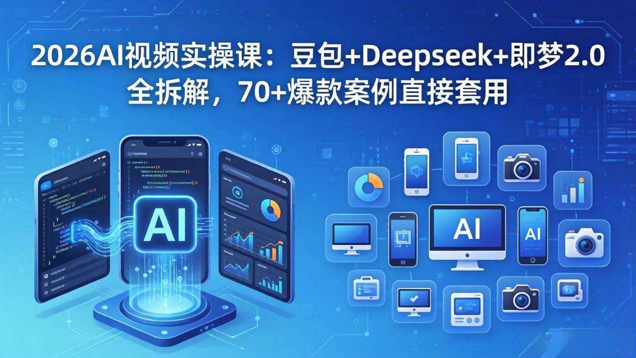 （18263期）2026AI视频实操课：豆包+Deepseek+即梦2.0全拆解，70+爆款案例直接套用-优优云网创