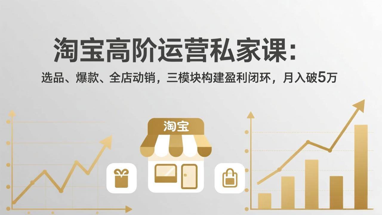 （17904期）淘宝高阶运营私家课（更新26年4月）：选品、爆款、全店动销，三模块构建盈利闭环，月入破5万-优优云网创