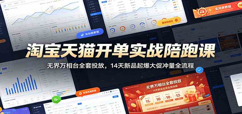 淘宝天猫开单实战陪跑课：无界万相台全套投放，14天新品起爆大促冲量全流程-优优云网创