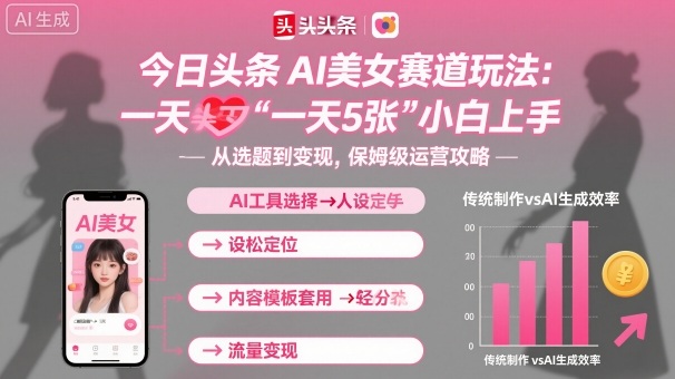 今日头条AI美女赛道玩法，一天轻松5张，小白轻松上手-优优云网创