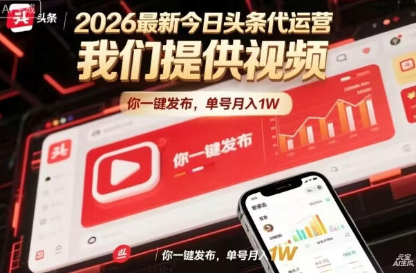 今日头条躺賺模式，你9我1，操作简单，一键发布，单机日入数百，长期合作【揭秘】-优优云网创