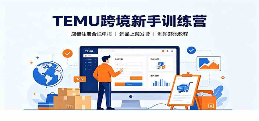 TEMU跨境新手训练营：店铺注册合规申报，选品上架发货制图落地教程-优优云网创