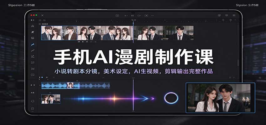手机AI漫剧制作课：小说转剧本分镜，美术设定，AI生视频，剪辑输出完整作品-优优云网创