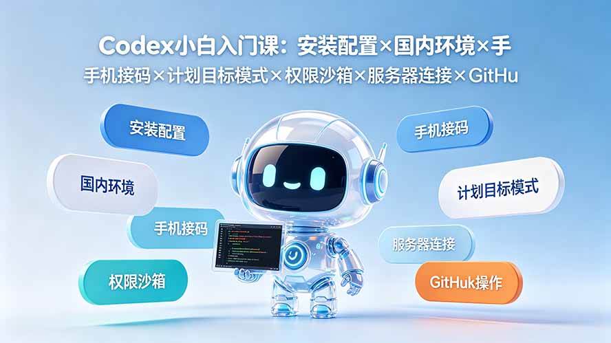(19402期)Codex小白入门课:安装配置×国内环境×手机接码×计划目标模式×权限沙箱×服务器连接×GitHub操作-优优云网创