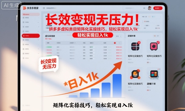 长效变现无压力!拼多多虚拟类目矩阵化实操技巧,轻松实现日入1k【揭秘】-优优云网创