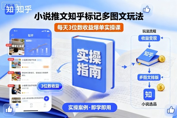 小说推文知乎标记多图文玩法，每天3位数收益爆单实操课-优优云网创