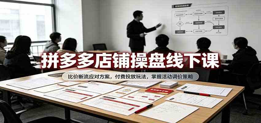 拼多多店铺操盘线下课:比价断流应对方案,付费投放玩法,掌握活动调价策略-优优云网创