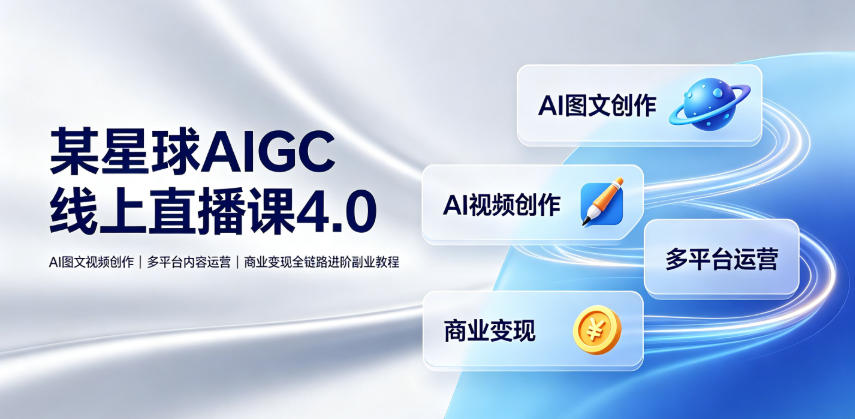 某星球AIGC线上直播课4.0|AI图文视频创作、多平台内容运营、商业变现全链路进阶副业教程-优优云网创
