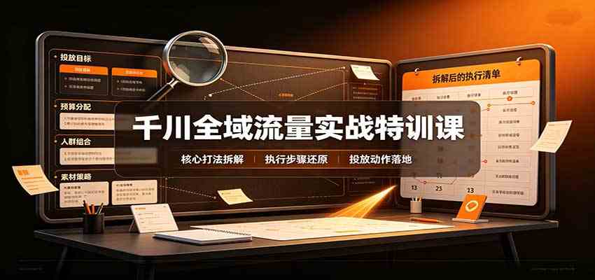 千川全域流量实战特训课：拆解全域投放实操核心打法-优优云网创