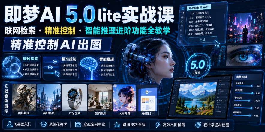 即梦AI 5.0 lite实战课，联网检索・精准控制・智能推理进阶功能全教学，精准控制AI出图-优优云网创