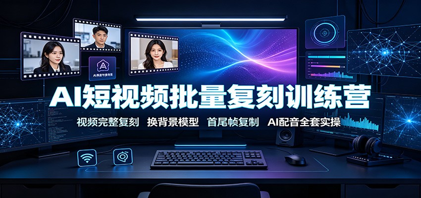 AI短视频批量复刻训练营:视频完整复刻,换背景模型、首尾帧复制、AI配音全套实操-优优云网创