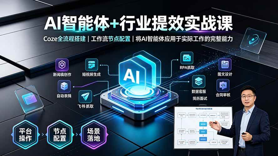 (19281期)AI智能体+行业提效实战课·Coze全流程搭建|工作流节点配置|将AI智能体应用于实际工作的完整能力-优优云网创