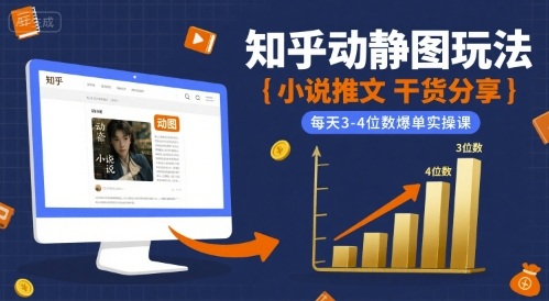 小说推文干货分享之知乎动静图玩法，每天3-4位数爆单实操课-优优云网创