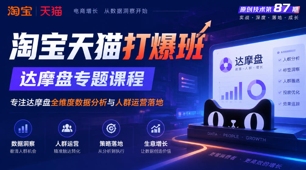 《淘宝天猫打爆班》原创技术第87期，达摩盘专题课程，专注达摩盘全维度数据分析与人群运营落地-优优云网创