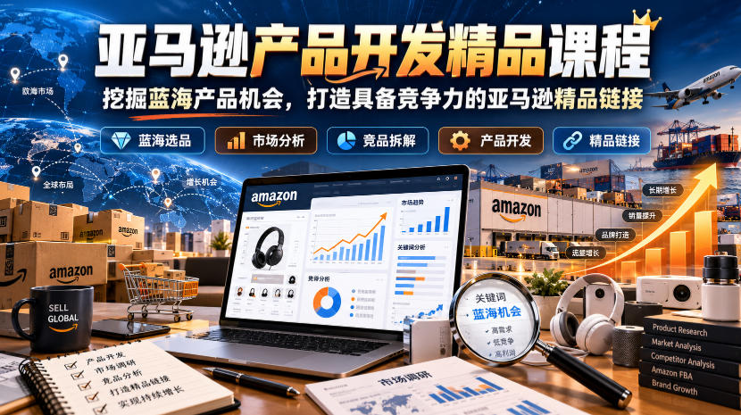 亚马逊产品开发精品课程，挖掘蓝海产品机会，打造具备竞争力的亚马逊精品链接-优优云网创