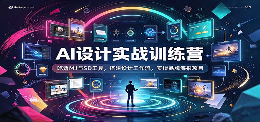 AI设计实战训练营:吃透MJ与SD工具,搭建设计工作流,实操品牌海报项目-优优云网创