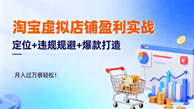 （16387期）淘宝虚拟店铺盈利实战：定位+违规规避+爆款打造，月入过万很轻松！-优优云网创