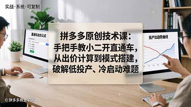 （18159期）拼多多原创技术课：手把手教小二开直通车，从出价计算到模式搭建，破解低投产、冷启动难题-优优云网创