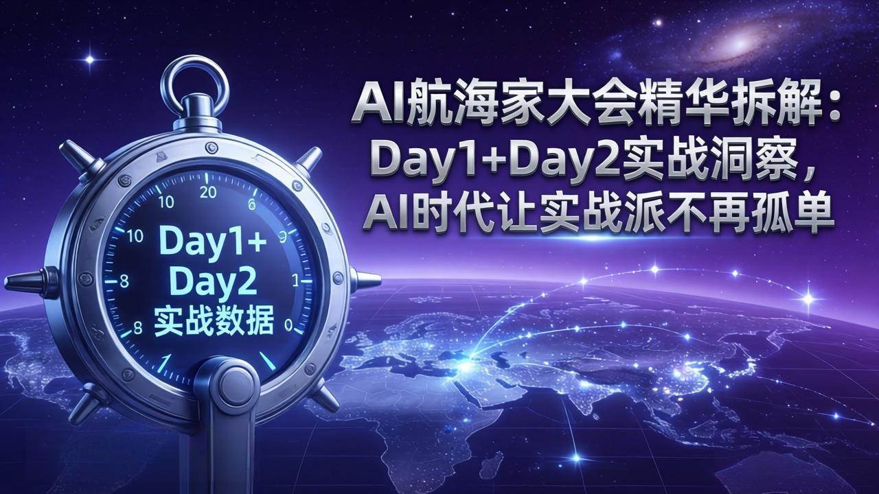 （17867期）AI航海家大会精华拆解：Day1+Day2实战洞察，AI时代让实战派不再孤单-优优云网创
