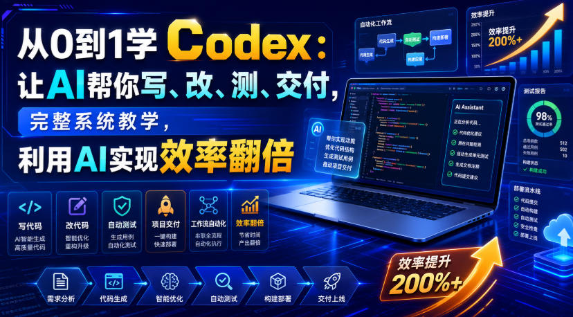 从0到1学Codex：让AI帮你写、改、测、交付，完整系统教学，利用AI实现效率翻倍（更新0918）-优优云网创