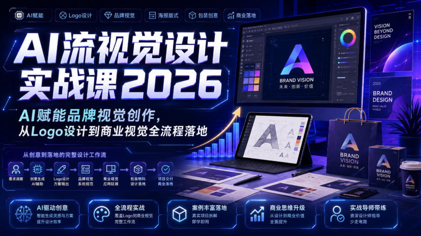 AI流视觉设计实战课2026:AI赋能品牌视觉创作,从Logo设计到商业视觉全流程落地-优优云网创