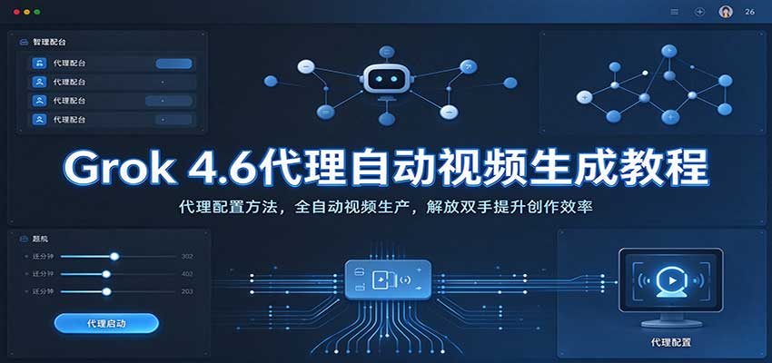 Grok 4.6代理自动视频生成教程：代理配置方法，全自动视频生产，解放双手提升创作效率-优优云网创