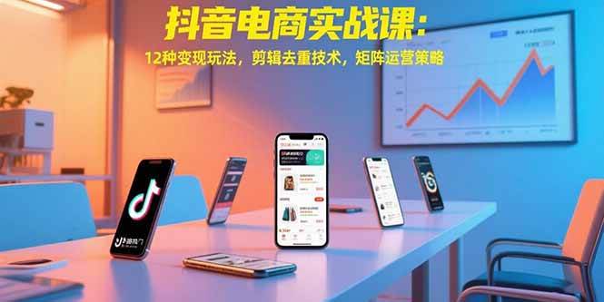 （15478期）抖音电商实战课：12种变现玩法，剪辑去重技术，矩阵运营策略-优优云网创
