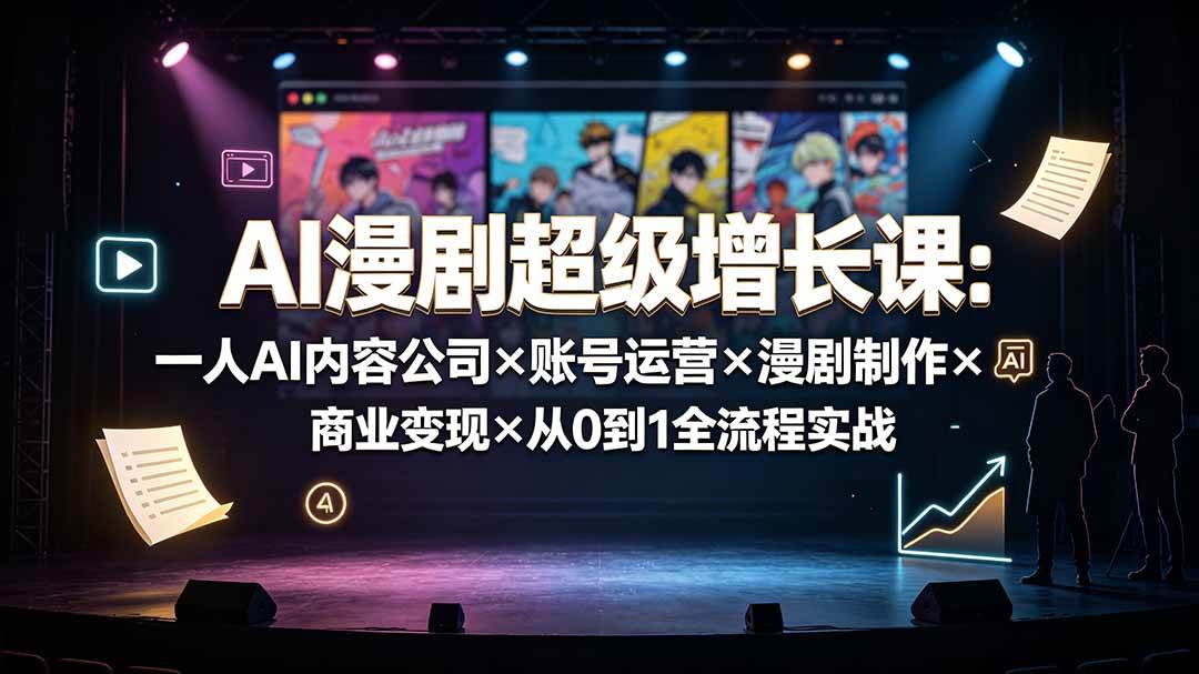 （19553期）AI漫剧超级增长课：一人AI内容公司×账号运营×漫剧制作×商业变现×从0到1全流程实战-优优云网创