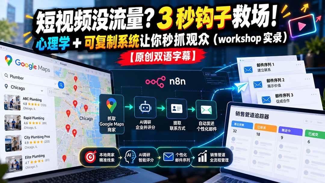 （21043期）短视频没流量？3 秒钩子救场！心理学 + 可复制系统让你秒抓观众（workshop 实录）【原创双语字幕】-优优云网创