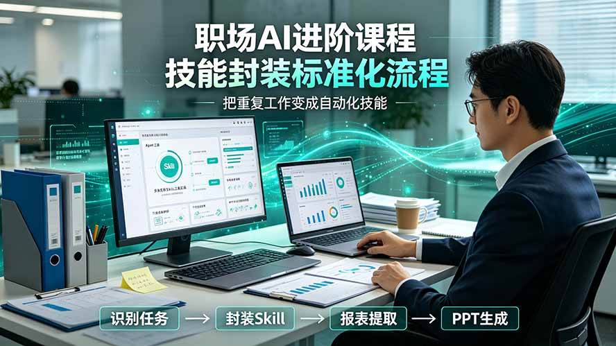 (19369期)职场AI进阶课程;多类实用Skill工具实操,专属技能封装标准化流程,报表行业报告一键提取核心内容-优优云网创