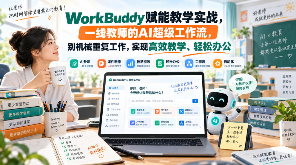 WorkBuddy赋能教学实战，一线教师的AI超级工作流，别机械重复工作，实现高效教学、轻松办公-优优云网创